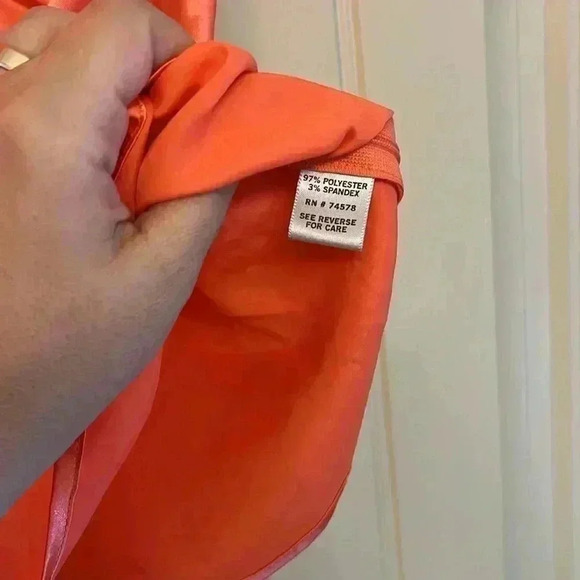 Cache silky orange blouse top vintage side zipper size Medium like new - Picture 6 of 9